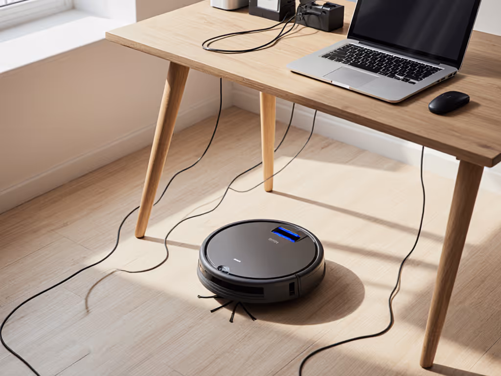 home_office_desk_with_cables_and_robot_vacuum_navigating